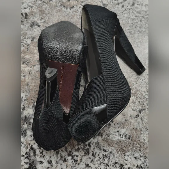 UNITED NUDE Black Leather & Cloth 4" Heel Pump Shoes Sz 5.5/6 - Picture 6 of 9